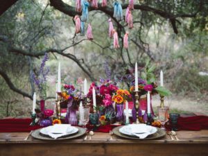 Etherial Bohemian Shoot- Moroccan tablescape and vintage place settings