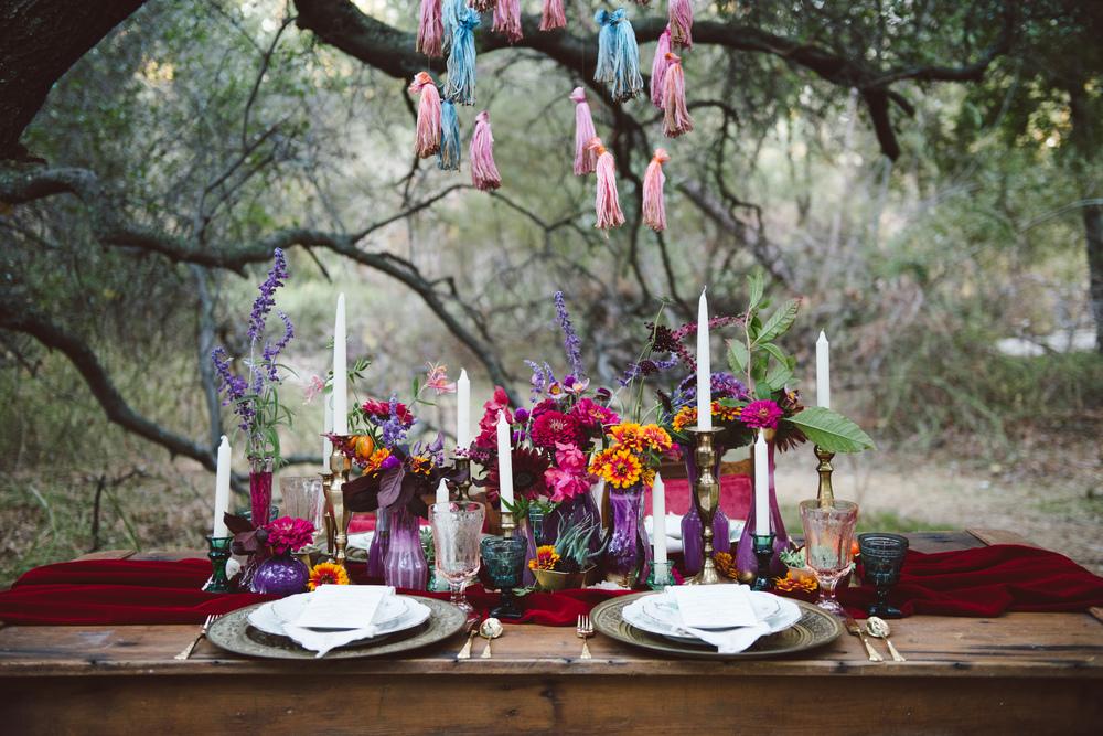 Etherial Bohemian Shoot- Moroccan tablescape and vintage place settings
